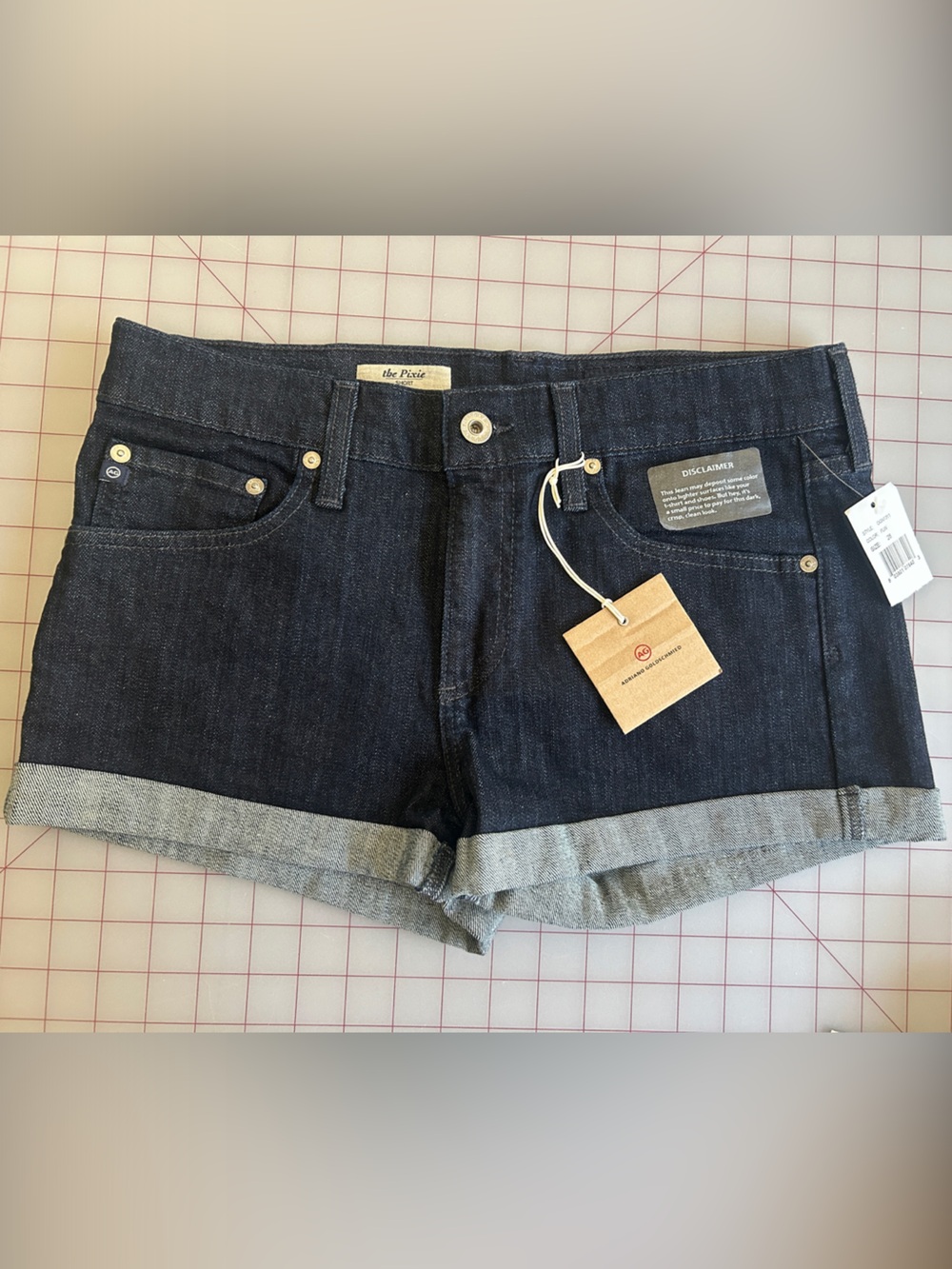 Ag Adriano Goldschmied Dark Indigo Roll-Cuff Denim Shorts